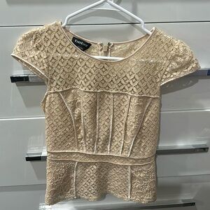 Bebe Lace Beige Top